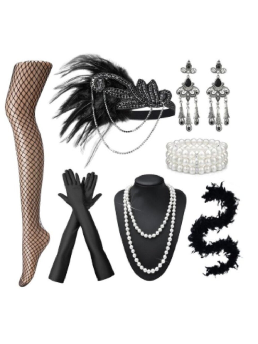 1920'2 Flapper/Great Gatsby Costume Accessories Set New